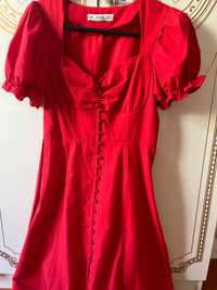 Летнее платье красного цвета длина миди