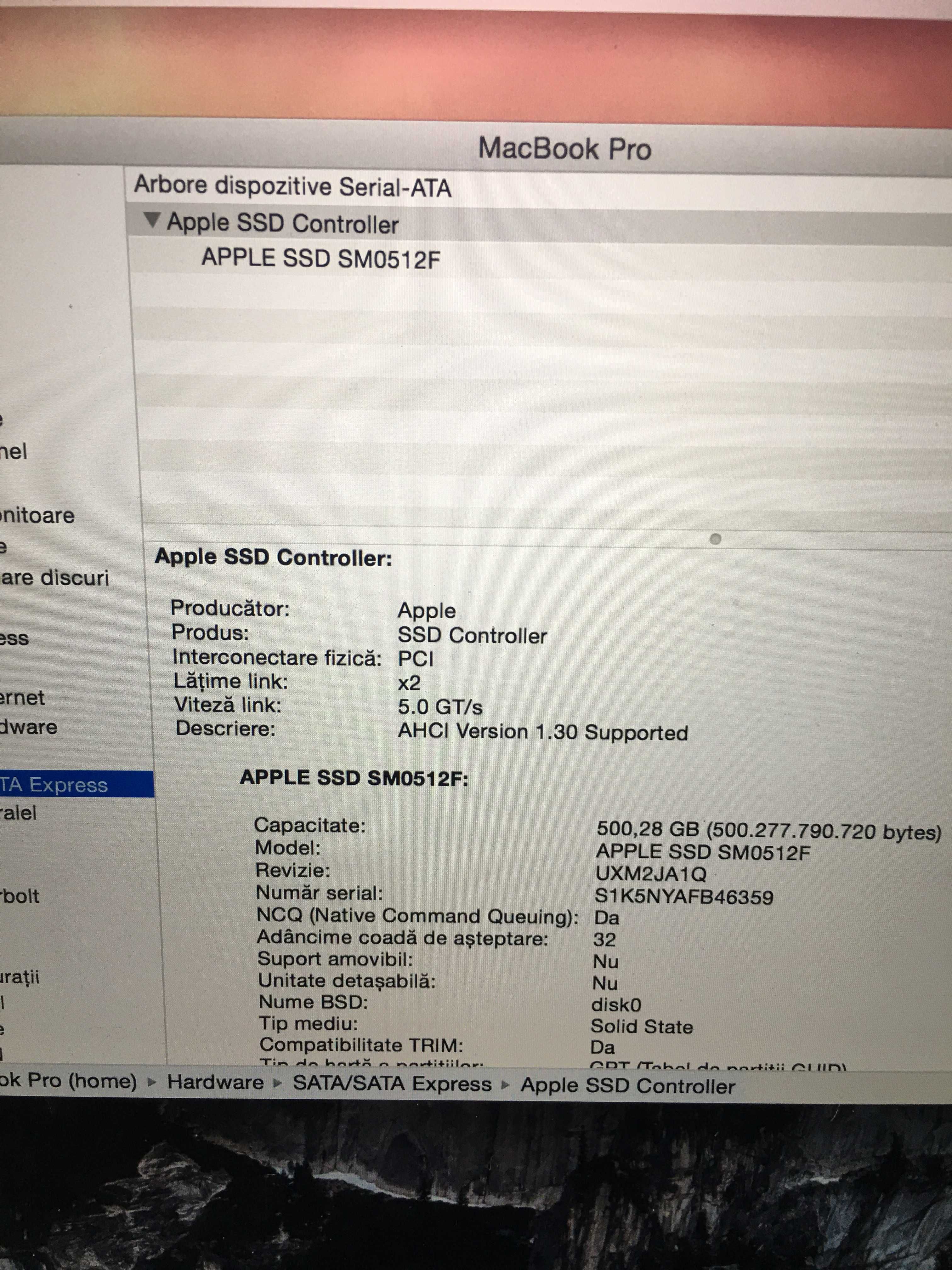 macbook pro retina i7 ,16 gb ram,ssd 512 gb