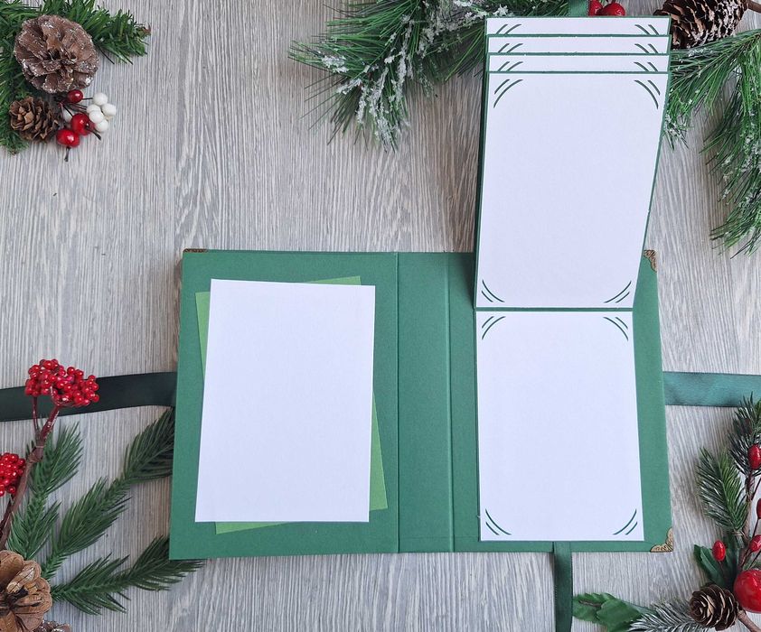 Албум за снимки "Коледно вълшебство" в зелено, ръчна изработка /35.34