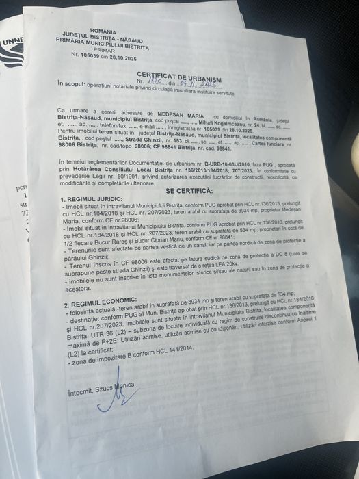 Teren 534 mp pentru casa pe str ghinzii 153