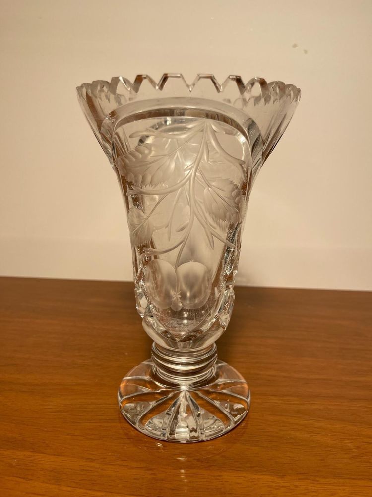 Vaza cristal masiv cu gravura