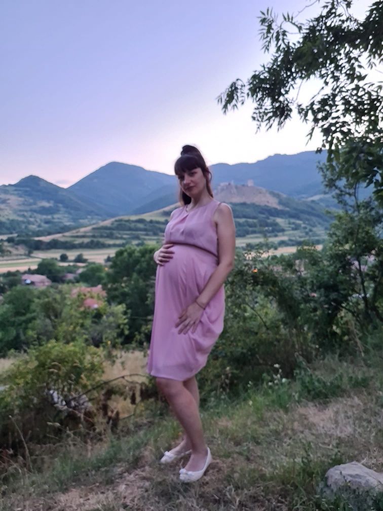 Rochie roz pudră/elegantă/de ocazie/gravide/maternity/maternitate