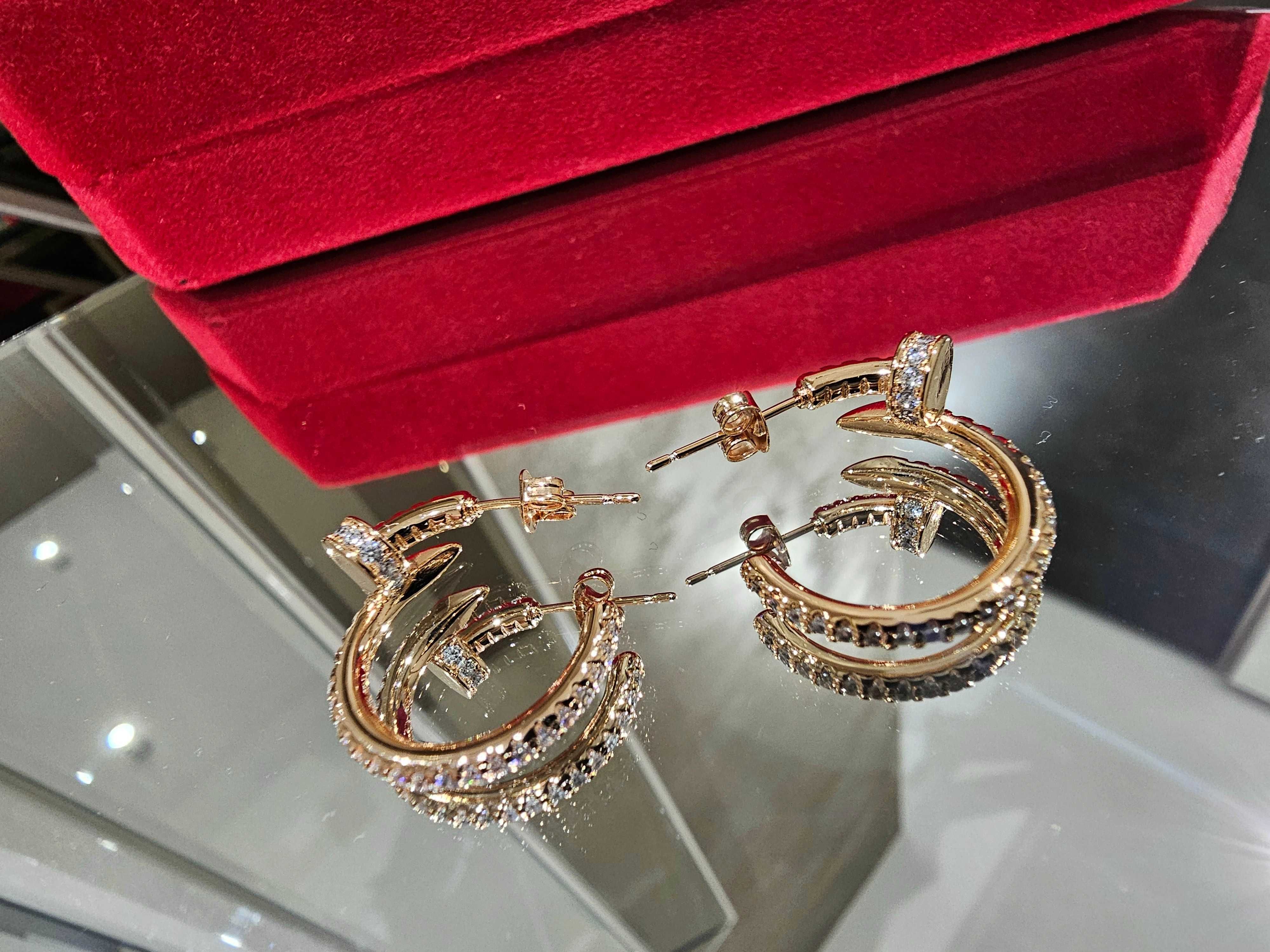 CARTIER Nail Juste un Clou Hoop Rose Gold Diamonds Дамски Обеци Пирон