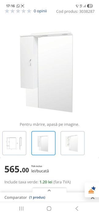 Vand lavoar si masca baie+ dulap cu oglinda si iluminare