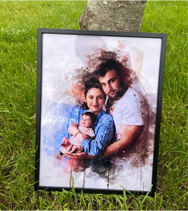 Tablou personalizat in stil pictura digitala watercolor cadou ideal