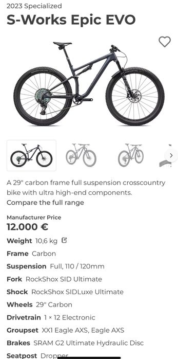 Mtb Specialized S Works Epic Evo xx1 axs rainbow 1x 12