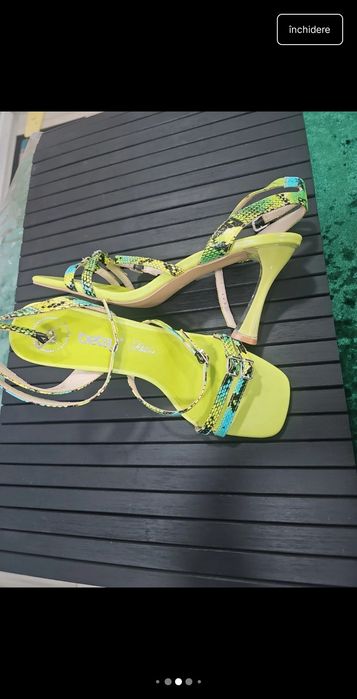 Sandale piele ediție limitata aboutyou animal print, verde deschis, al