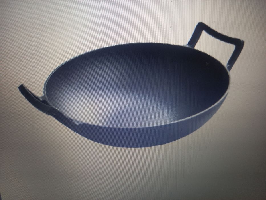 Wok fontă  cu capac din lemn 37 cm x 10 cm