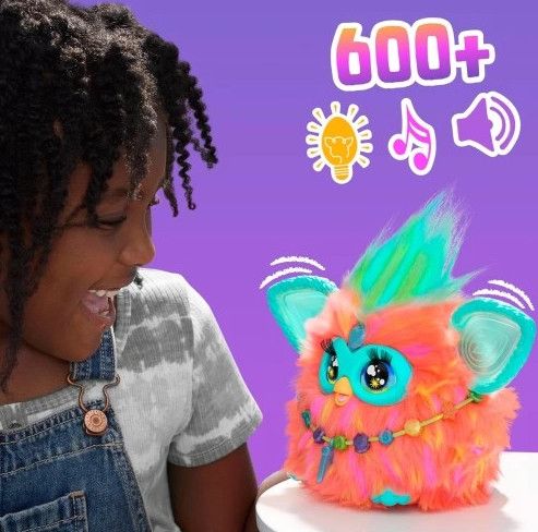 Играчка Hasbro Furby Coral с 15 аксесоара, гласово активиран аниматро