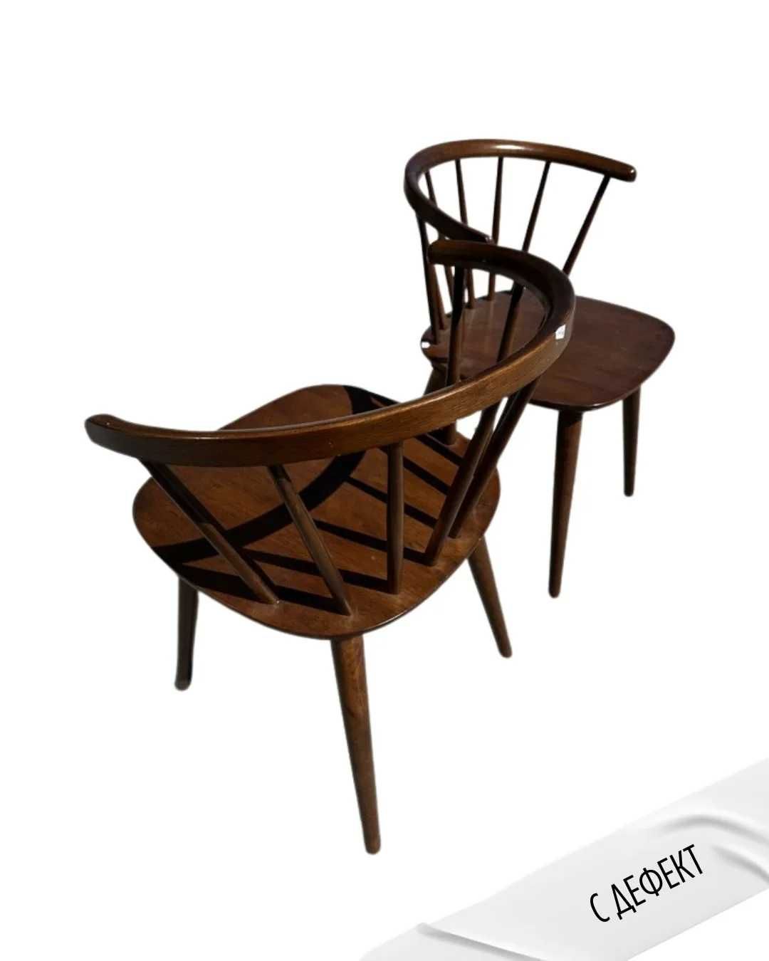 Дървен трапезен стол с извита облегалка дърво масив / черен *с дефект