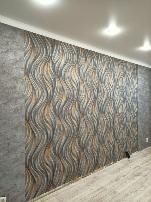 Поклейка обоев галтель Покраска