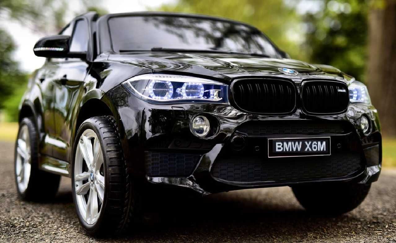 Двуместен джип Лицензиран BMW X6M 12V C MP3 с меки гуми за 2 деца