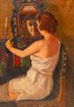 Școală maghiara-Tablou f VECHI ul/pză, 1925, semnat BALOGH, cca75x60cm