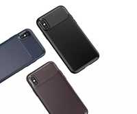 Husa Carbon Type din Silicon Neagra Mata - iPhone X XR XS MAX