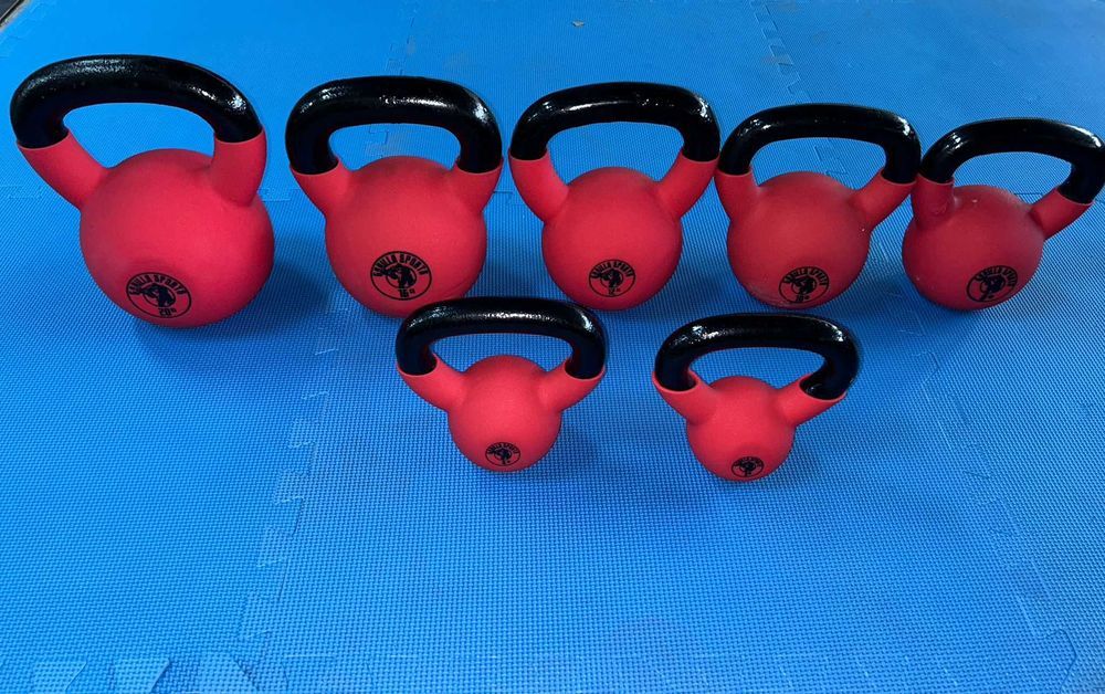 Pachet 73 kg kettlebell fier cauciucat :  20+16+14+12+10+8+4+3 KG