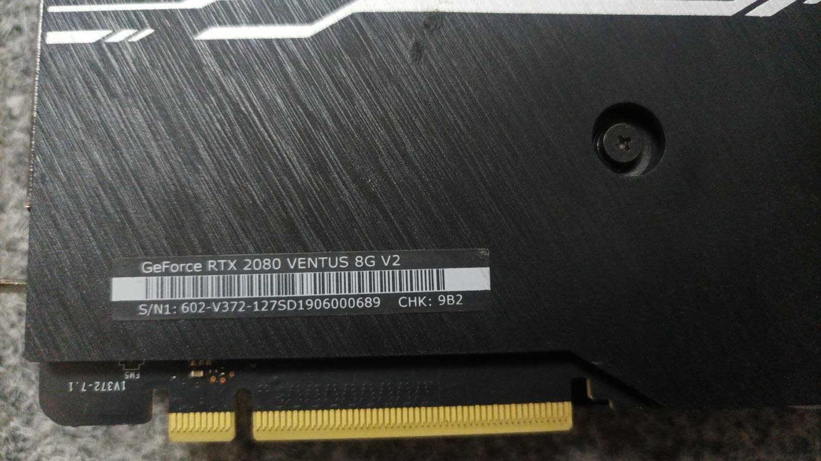 Продается видеокарта MSI GeForse RTX 2080 VENTUS 8G V2