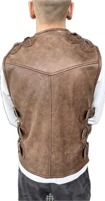 Кожен елек Мото рокер мотор 2024 модел Brown кафява кожа