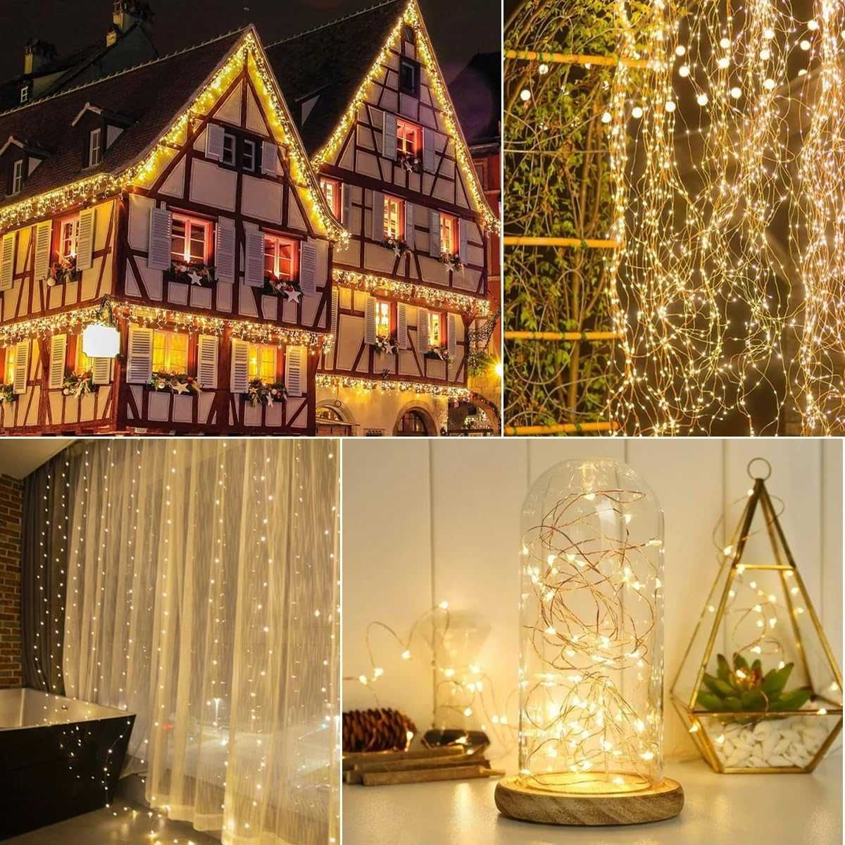 НОВИ! LED лампички – 10м + 3м, лилави, с дистанционно, 2 бр/к-кт