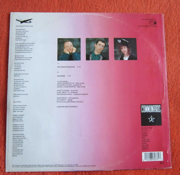 vinil rar Communards Jimmy Somerville, Cole 1986 Electronic Synth-pop