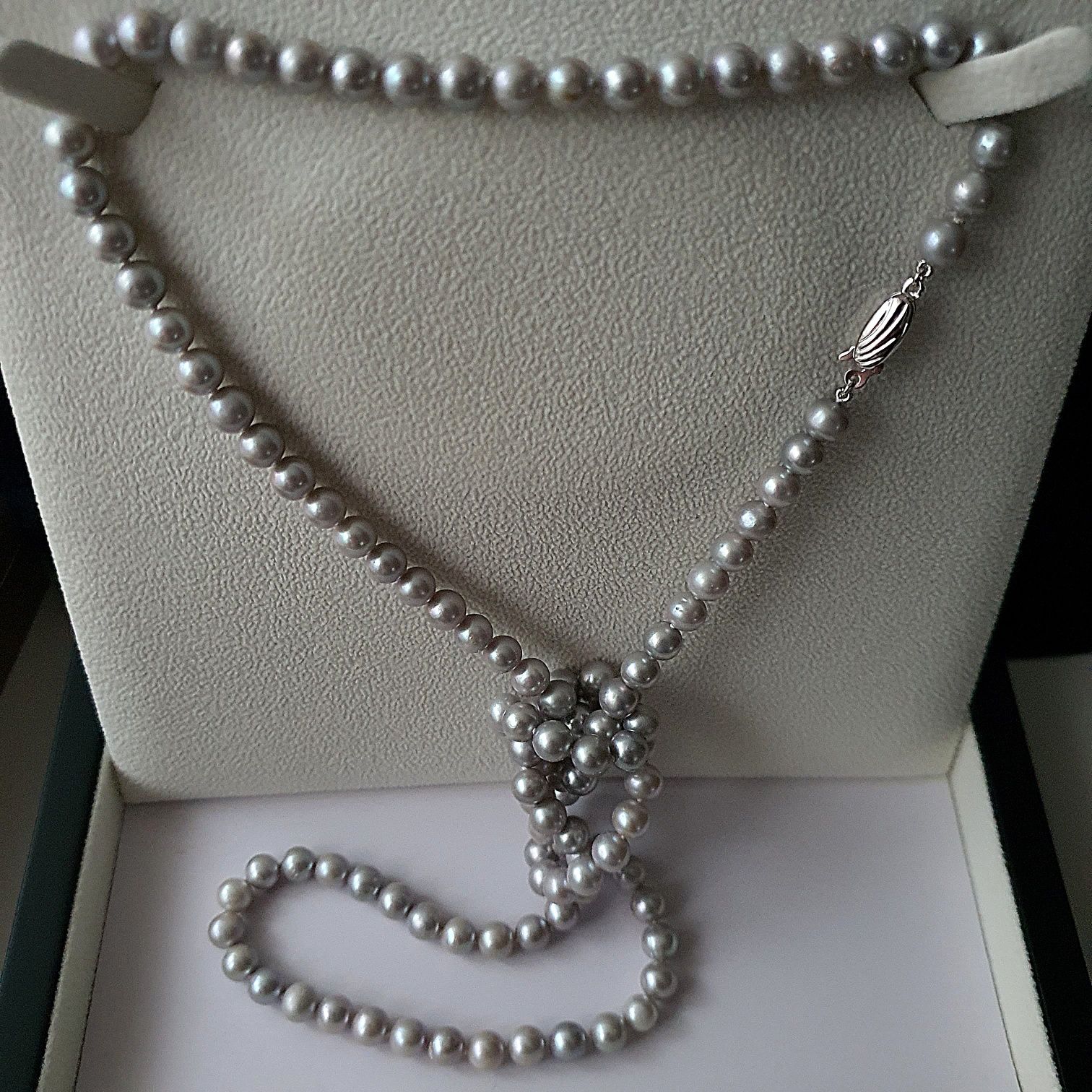 splendid colier 87cm cu perle naturale argintii