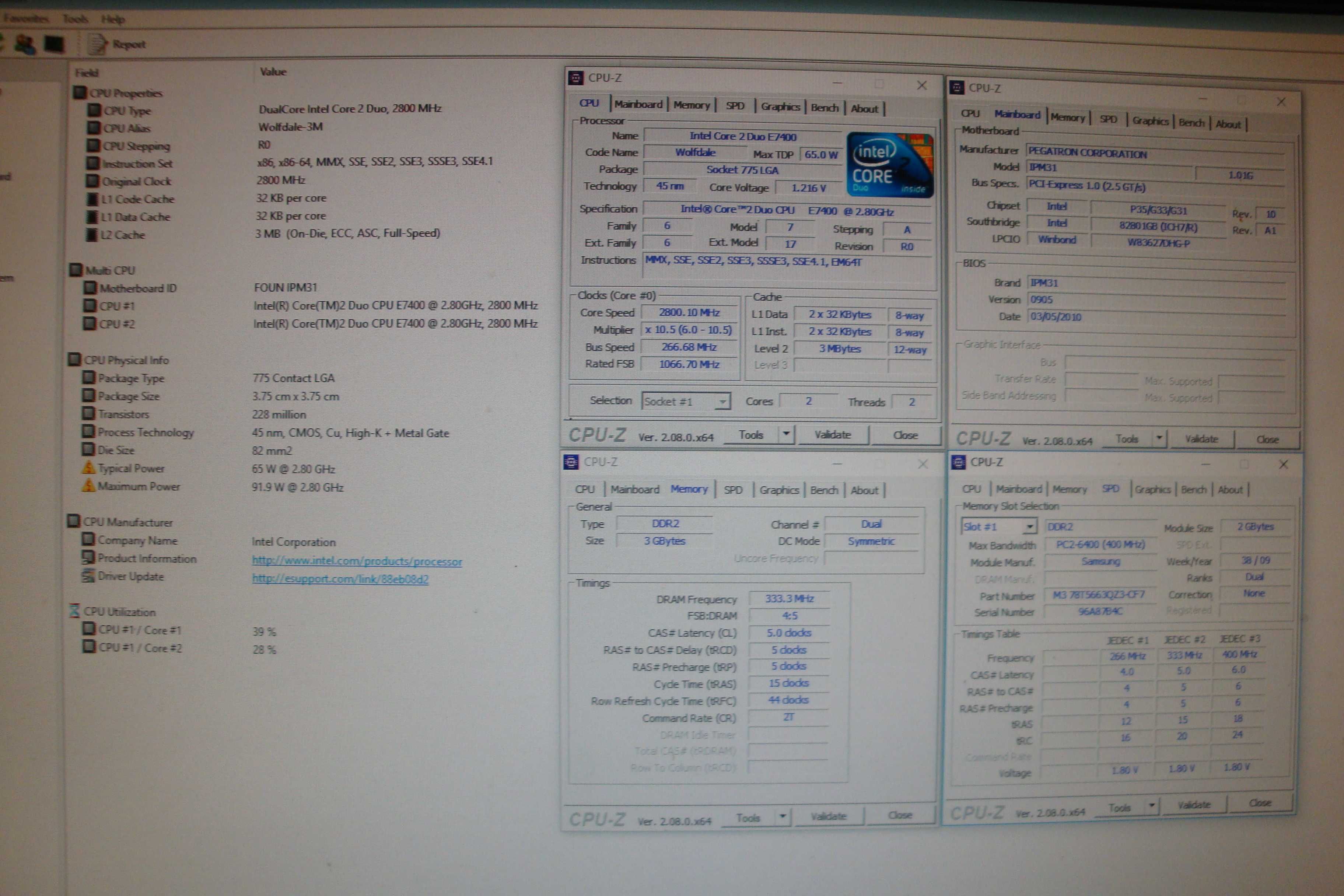 kit intel placa de baza pegatron IPM31 procesor 2.8ghz 3gb ddr2 cooler