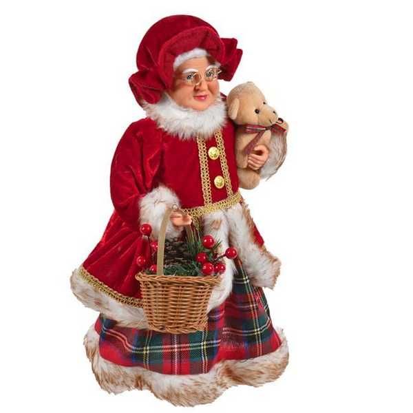 Коледна декоративна фигура Баба Коледа с шапка и кошница, 45см