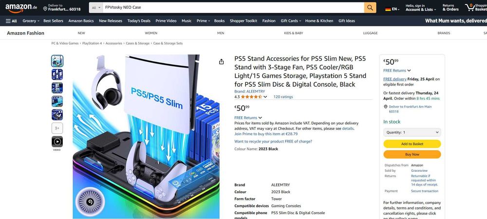 Stand PS5 racire cu RGB + incarcare 2x controller, REDUS de la 250RON