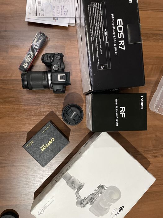Canon R7 kit + canon rf 35mm 1.8 + dji rs 4 mini gimbal