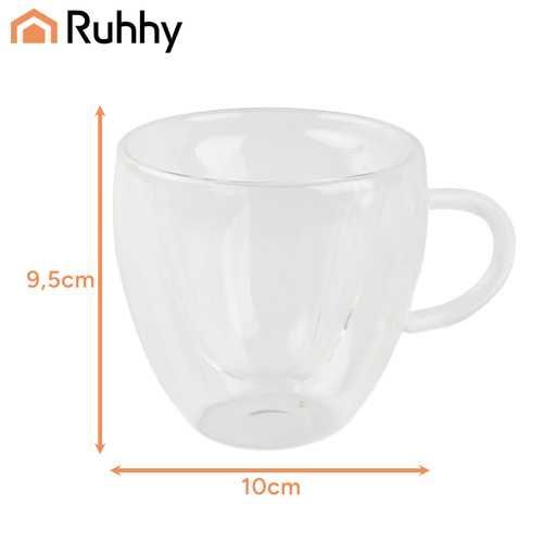 Чаши за кафе с двойно дъно - сърце / Стъклена термо чаша с двойно дъно