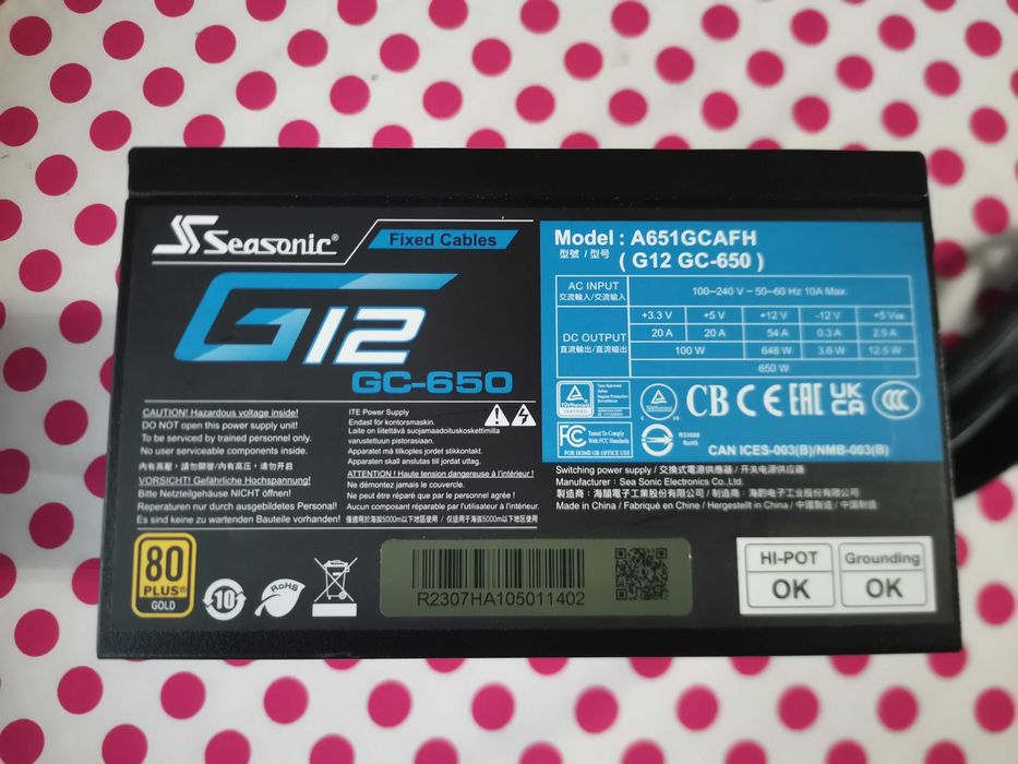 Sursa Seasonic G12 GC-650, 80+ Gold, 650W.