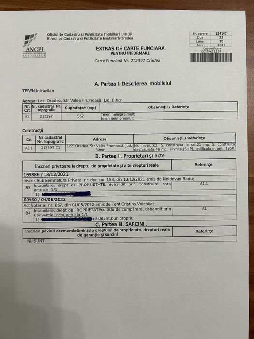 Pivnita si teren str Valea Frumoasa