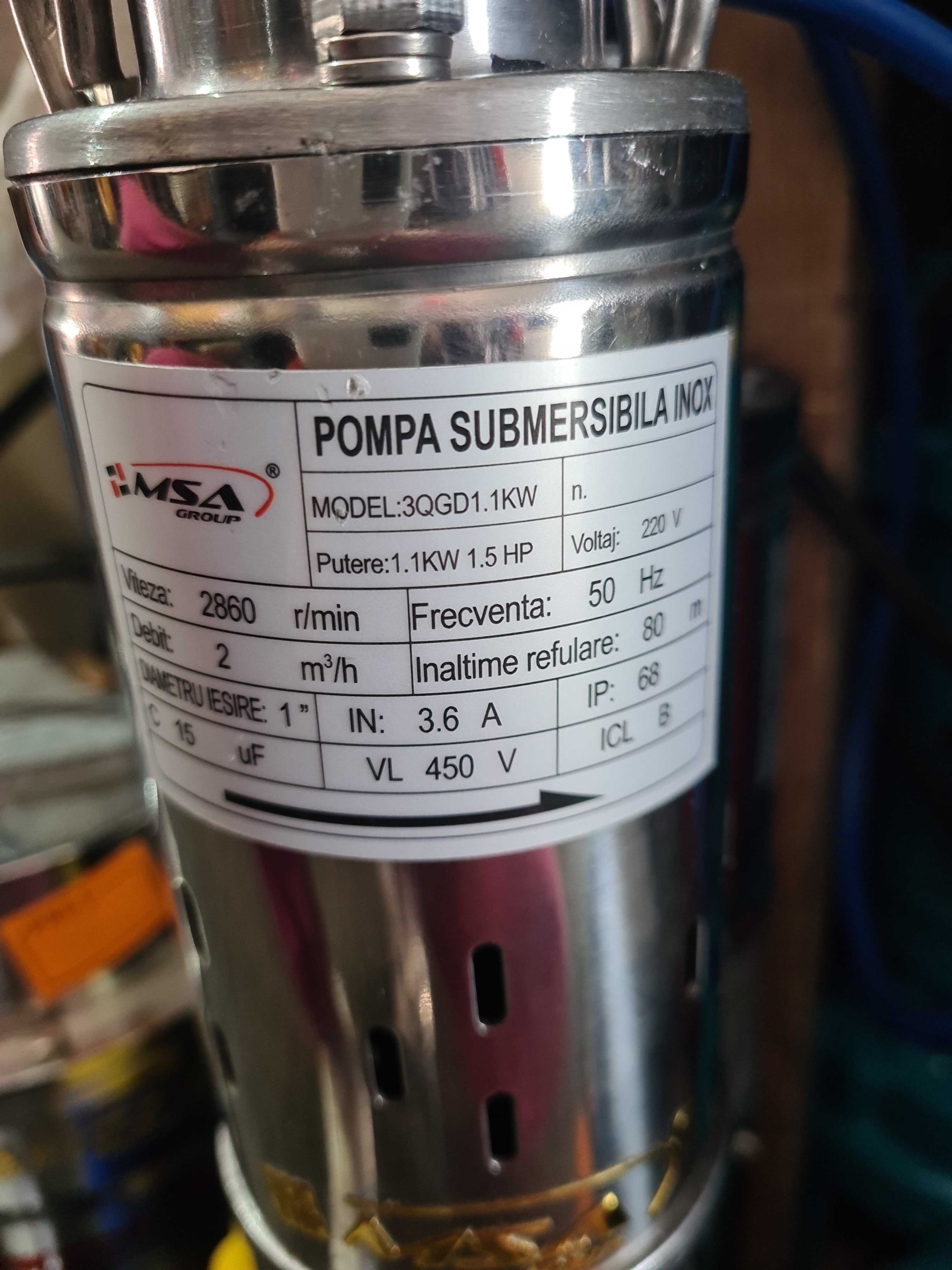 Pompa submersibila, Inox complet, 80 m/ 120m