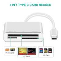 Card reader USB-C Type-C cititor card memorie: micro SD + SD + CF