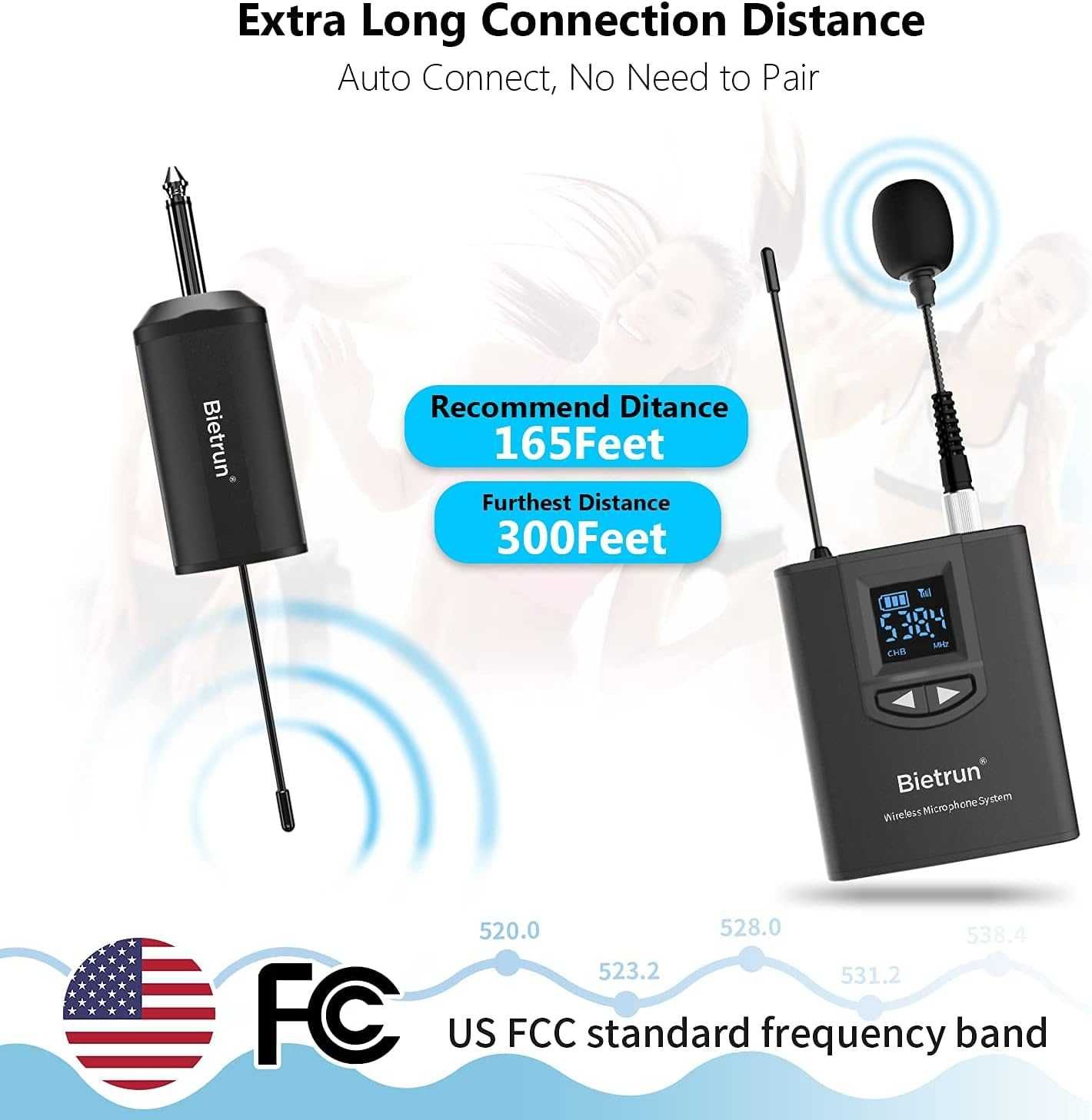 Bietrun UHF WXM07 безжичен лавалирен микрофон за ревер