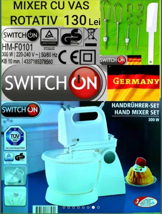 Mixer cu VAS Rotativ SWITCHON Germania 300 W 6 Viteze NOU - 130 Lei
