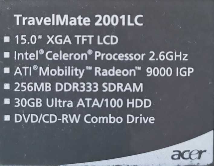 Продается Ноутбук «Acer TravelMate 2001LC»
