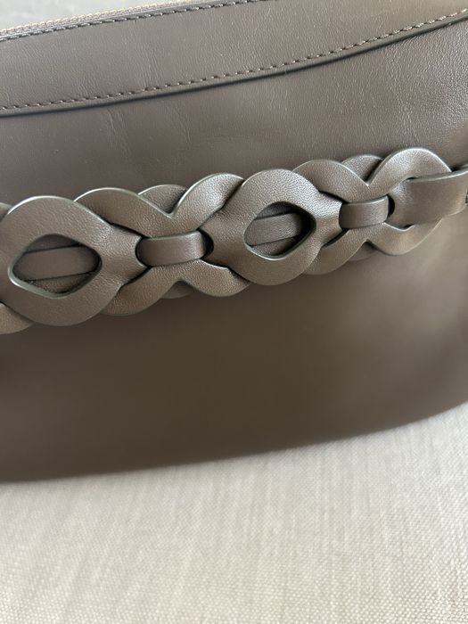 Geanta umar piele naturala kaki Massimo Dutti