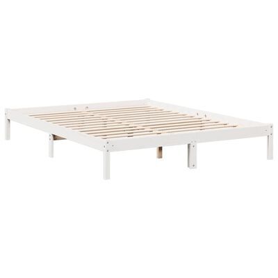 Cadru pat foarte lung fără saltea alb 160x220 cm lemn masiv pin