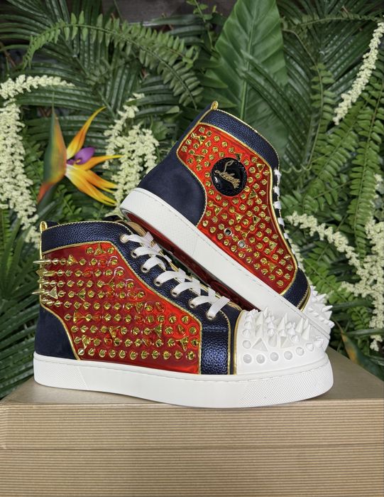 Christian Louboutin High White Red Spikes