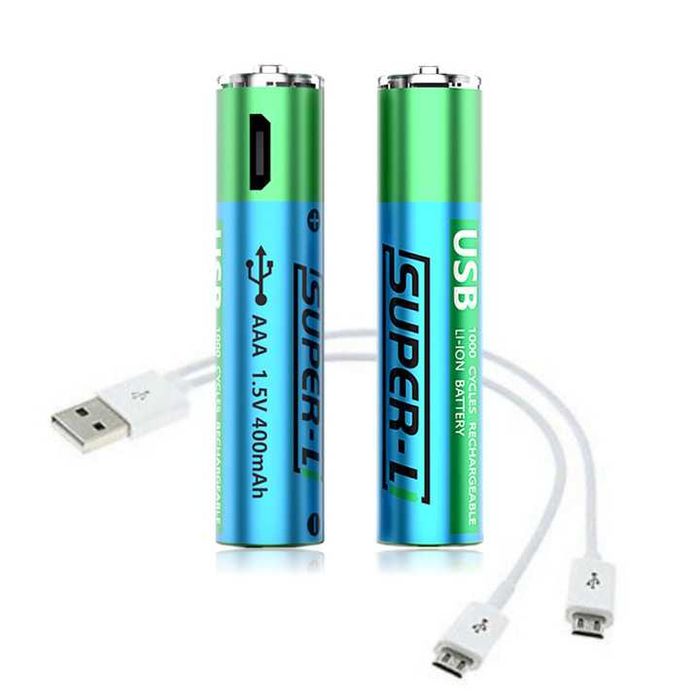2 штук АА Li-ion батарейки 1.5V 2500 mWh USB с USB кабель (Super-L)