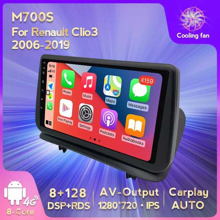 NAVIGATIE Android 14 Renault Clio 3 1/8 Gb Waze CarPlay + CAMERA