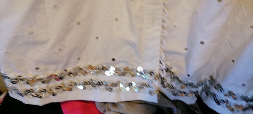 Rochie oversize, alba brodata/paiete, f.eleganta- evenim. seara/zi