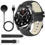 Ceas Smartwatch si Bratara Fitness 45mm Curea de Piele Display IPS