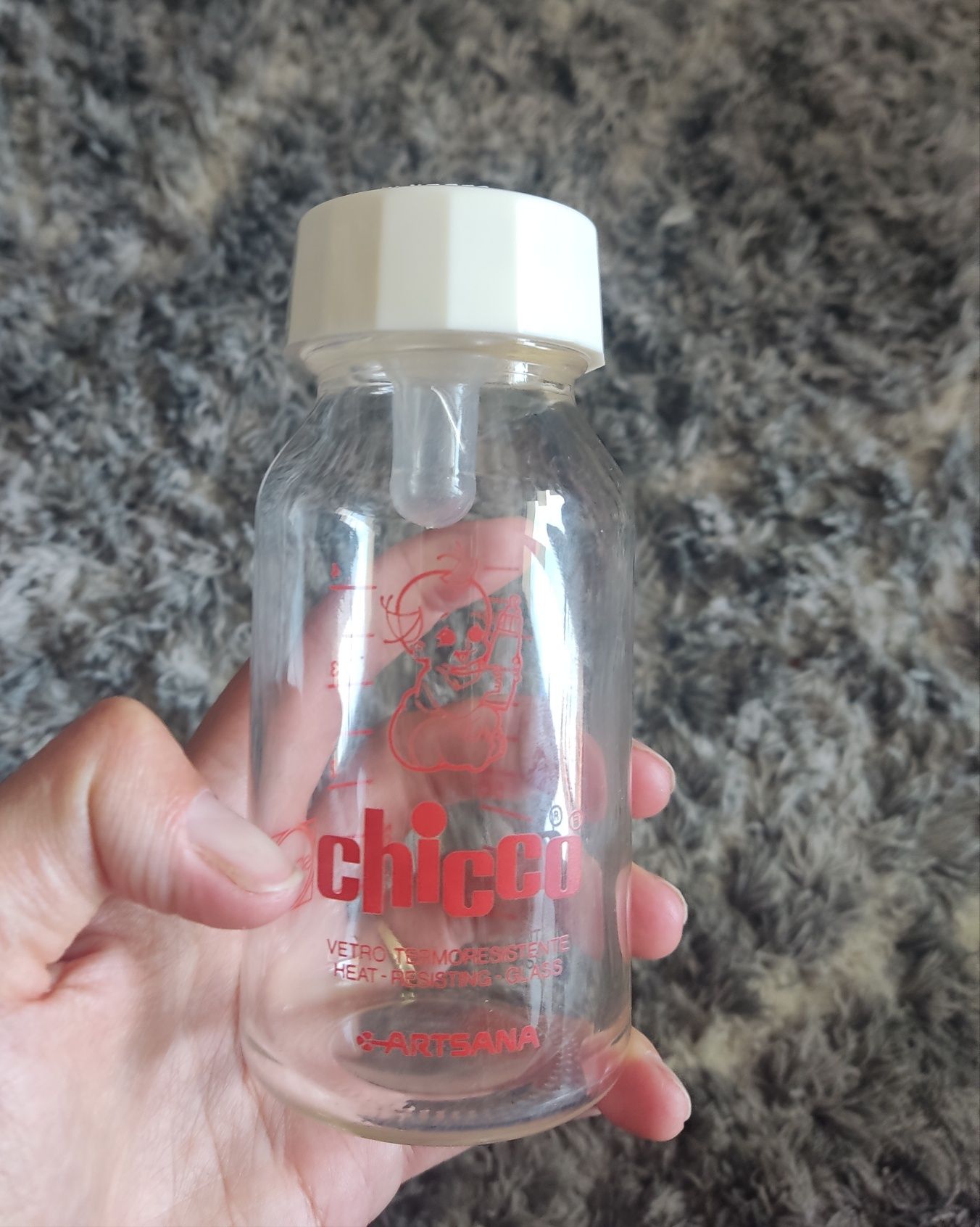 Бебешко Стъклено шише Chicco - 240 мл, 120 мл. + силиконови залъгалки
