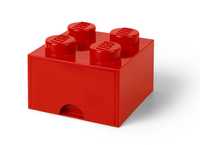 Cutie depozitare LEGO 2x2 cu sertar, rosu