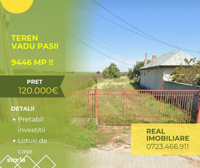 Teren Vadu Pasii 9.446mp pentru investitii !