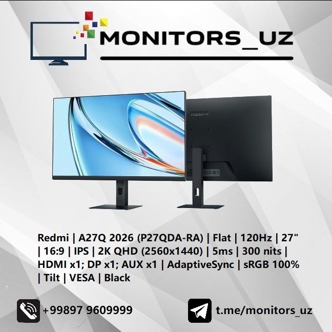 [NEW] монитор Redmi A27Q 2026 IPS 2K 120Hz