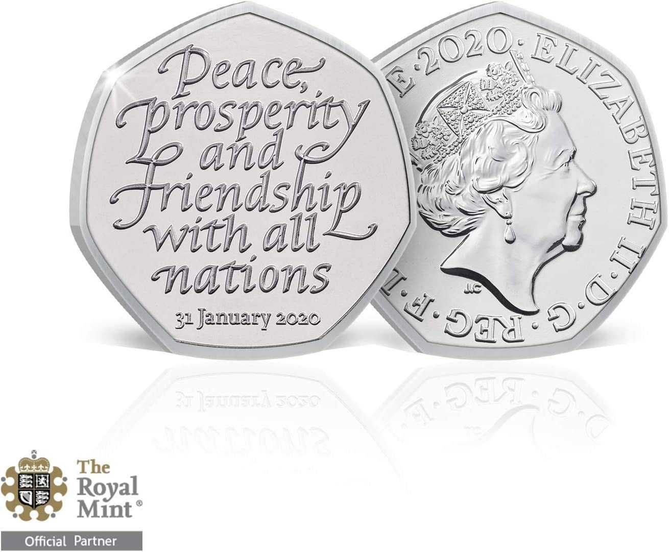 Moneda de colectie Royal Mint Brexit 50 pence 2020