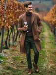 Palton slim 52 XL premium Atelier Torino lana moale dark camel