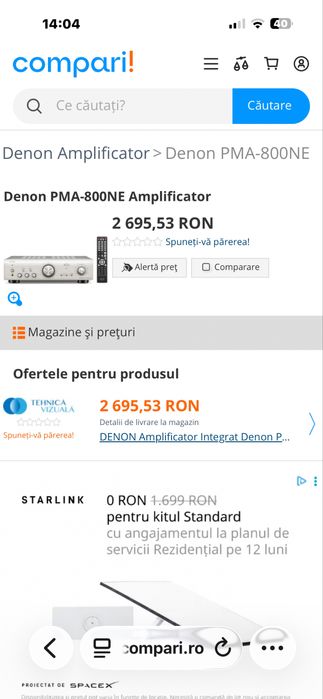 Amplificator Stereo Denon PMA-800Ne,85W,Telecomanda,Coaxial,Optical